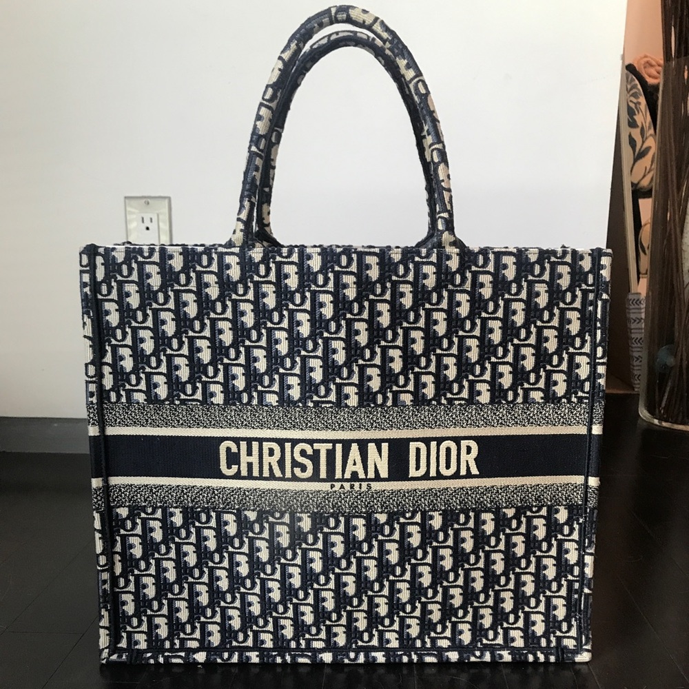 Christian Dior Book Tote Navy Oblique Print